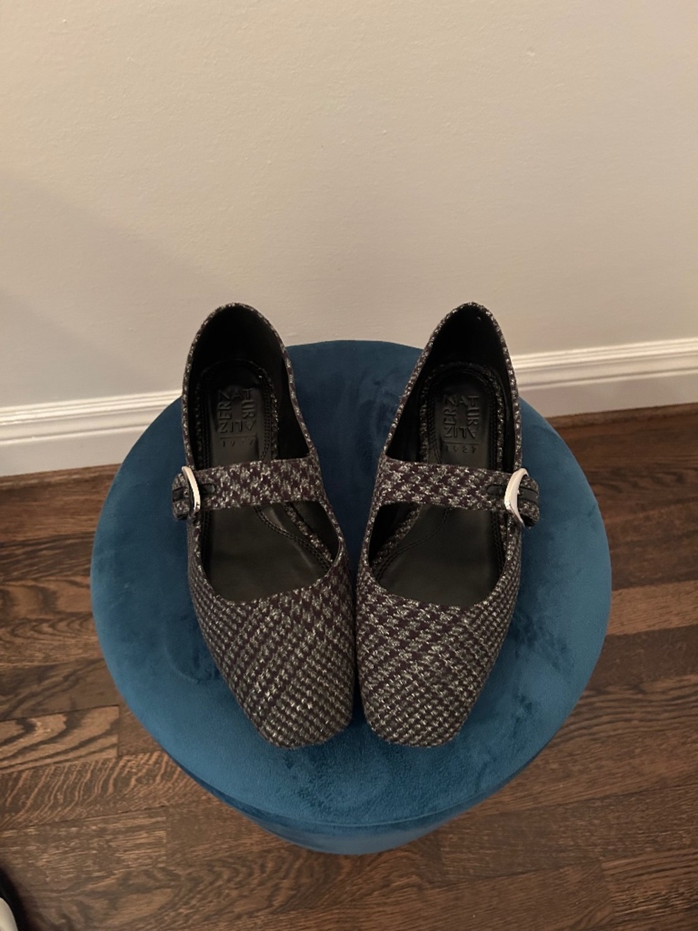 Naturalizer Green Plaid Cosmic Square Toe Mary Jane Flats Size 8W